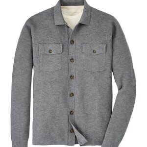 Peter Millar Gale Gray Trenton Sweater Shirt MF23S20 XL Merino Wool/Cotton